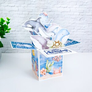 Carte d'anniversaire animal marin, thème sous-marin