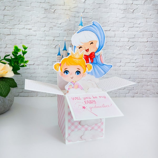 Girl Fairy Godmother Proposal Box Card, Godmother Proposal