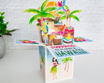 Vacation Surprise Hawaii Box Card, Surprise We're Going on Vacation Card