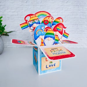 Carte boîte Love is love, carte arc-en-ciel, carte du mois de la fierté heureuse, carte de la fierté