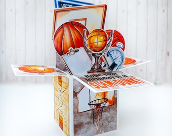 Basketball Themed Birthday Card, Box Card