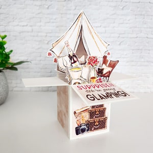 Glamping Surprise Trip Box Card, Surprise We're Going on Vacation Card