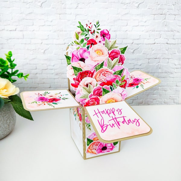 Pretty Peonies Floral Box Card, Any Occasion Card