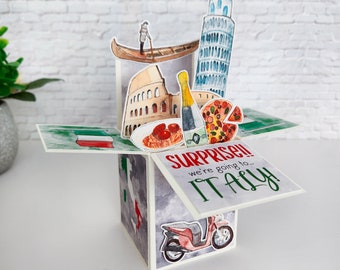 Vacation Surprise Italy Box Card, Surprise We're Going on Vacation Card