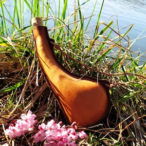 Medieval long leather flask