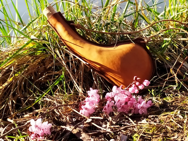 Medieval long leather gourd image 2