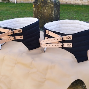 Medieval armor fabric belt with leather