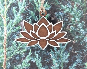 Lotus Flower Christmas Ornament, Yoga, New Beginnings- Personalized Custom Wood Ornament Gift