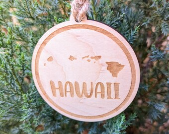 Engraved Hawaii Christmas Ornament