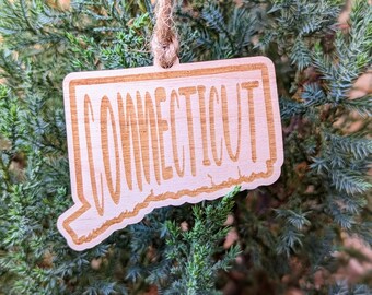 Engraved Connecticut Christmas Ornament