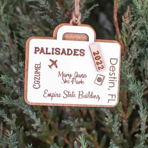 Customizable Travel Suitcase Christmas Ornament, Remember your travel with this adorable personalized luggage