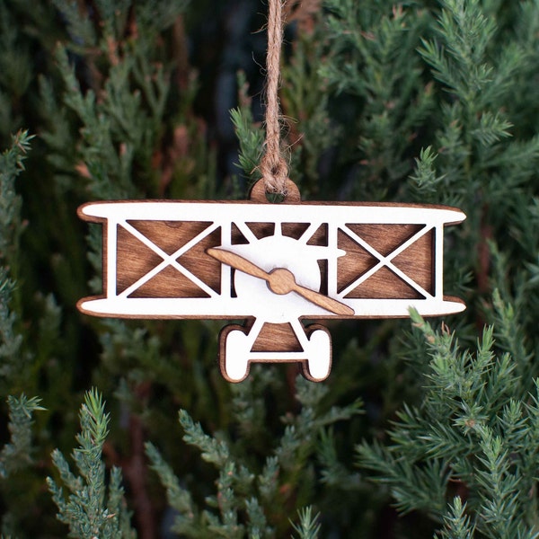 Biplane Christmas Ornament, vintage plane, pilots gift