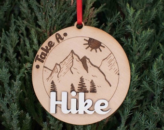 Take A Hike Christmas Ornament, Mountain and Sun outdoor Ornaments