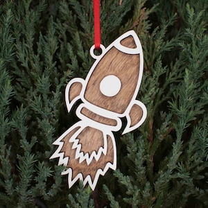 Rocket Ship Christmas Ornament: Space Lover Gift