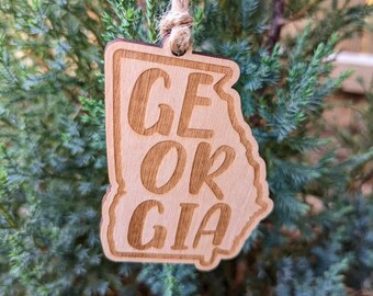 Engraved Georgia Christmas Ornament