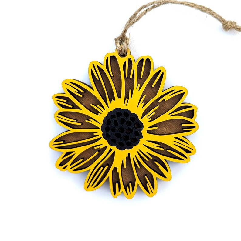 Sunflower Christmas Ornament- Personalized Custom Wood Ornament Gift image 3