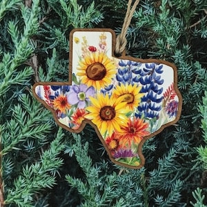 Adorno navideño de flores silvestres de Texas: recuerdo del estado de Texas