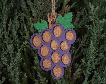 Ornament - PERSONALIZED Wine and Grapes Raw Wood Ornament - PERSONALIZED Wine and Grapes Raw Wood