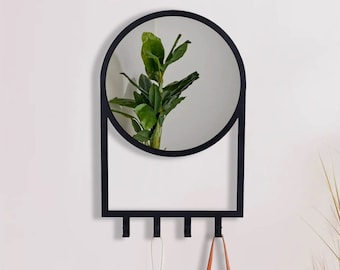 Wall Mirror Decorative, Modern Mirror Wall Decor, Wall Mirror Living Room, Mirror With Hangers, Mirror Black, Owaly Metal Wall Art Mirror