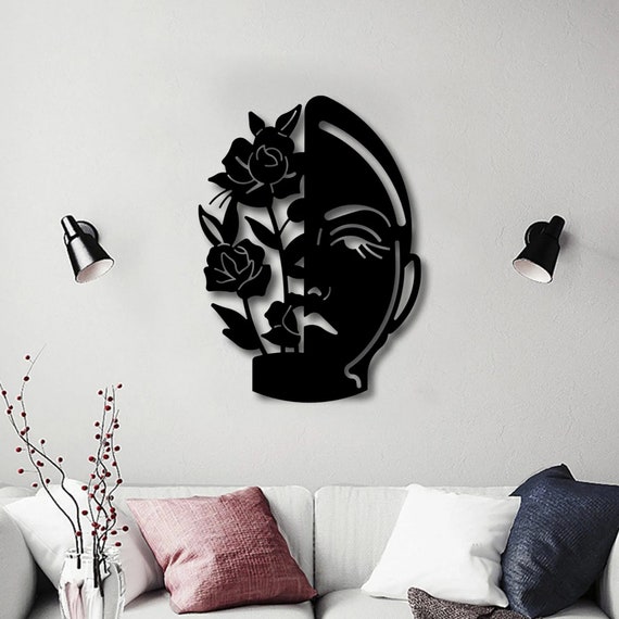 Rose Metal Wall Art Faces Metal Wall Art Living Room Wall - Etsy