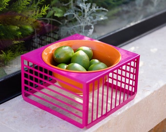 Unique Metal Bowl Organizer with Pink and Orange Colors, Functional Metal Storage Bowl for Stylish Homes, Metal Design Organizer