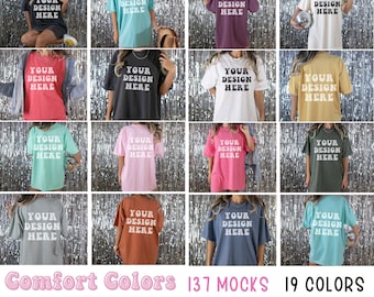 Comfort Colors Mockup Bundle, Front and Back Mockup, Trendy Mock Up, Comfort Color 1717 Oversized Mockup, Boho Tshirt Mockup, Retro Bundle