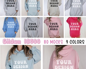 Hoodie Mockup Bundle, Gildan 18500 Mockups, Trendy Mock Ups, Oversized Hoodie Mockup, Summer Mockups, Spring Mockups, Gildan Color Chart