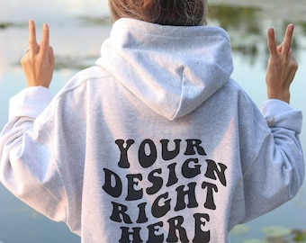Ash Peace Sign Hoodie Mockup Ash Mockup Gildan 18500 Mockup Ash Hoodie Mock Gildan Model Sunset Beach Water River Lake Oversized Lifestyle