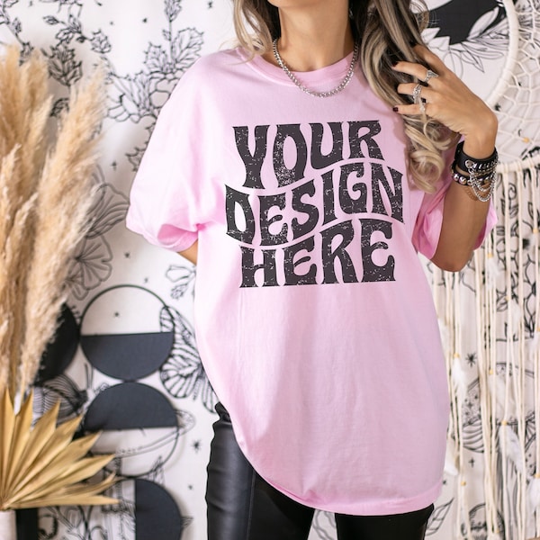 Blossom Mockup, Comfort Colors Mockup Pink, Boho Mockup, Trendy Mock Up, CC 1717 Mockup Blossom, Hippie Oversize Retro Mockup Vintage