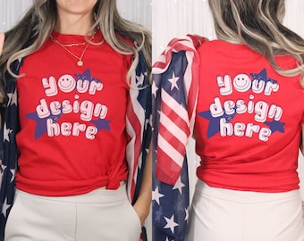 Mockup Bundle 4th of July, Bella Canvas White Mockup, White Tshirt Mockup, July 4th Mockup, American Flag Mock BC 3001 Mockup, Gildan, Back