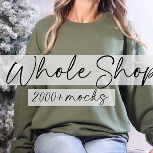 The Whole Shop Mockup Bundle, Male Mocks, Bella Canvas 3001, Comfort Colors 1717, Gildan 18500, Gildan 18000, Gildan 5000 Size & Color Chart