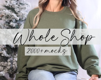 The Whole Shop Mockup Bundle, Male Mocks, Bella Canvas 3001, Comfort Colors 1717, Gildan 18500, Gildan 18000, Gildan 5000 Size & Color Chart