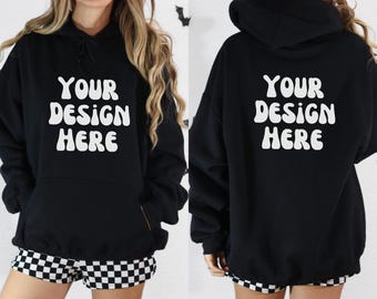 Black Hoodie Mockup Bundle, Gildan 18500 Halloween Mockup Front and Back, Gildan 18500 Black Mockup Halloween, Fall Mockup, Mock Up