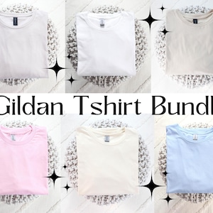 Bundle Gildan Tshirt Mockup Gildan 64000 Mockup Gildan SoftStyle Mockup White Sand Blue Light Pink Natural Tshirt Mock Sand Blue Boho Mockup