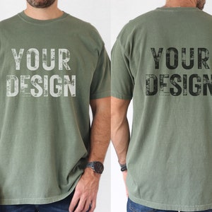 Moss Comfort Colors 1717 Male Mockup Bundle Front & Back, Moss C1717 Male Model Mock-Up, Mens TShirt Mockup, Summer, Father&#39;s Day, Christmas