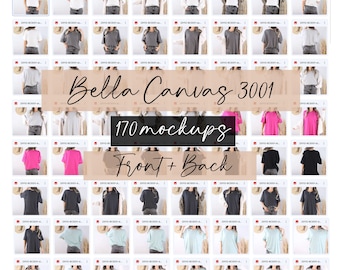 Pacchetto Mockup Bella Canvas 3001, T-shirt Mock Up, Tshirt Mockup Lifestyle, 3001 Bella Canvas Mockup, Modello Mockup Fronte e Retro Oversize