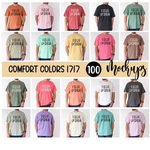 Paquete de maquetas Male Comfort Colors 1717 delante y detrás, 25 colores, paquete de maquetas CC1717, maquetas para hombres, paquete de maquetas de camisetas, modelo masculino