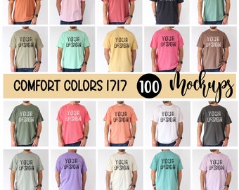 Male Comfort Colors 1717 Mockup Bundle Front & Back, 25 Colors, CC1717 Mockup Bundle, Mens Mockups, T-shirt Mockup Bundle, Male Model
