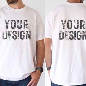 White Comfort Colors 1717 Male Mockup Bundle Front & Back, White C1717 Male Model Mock-Up, Mens TShirt Mockup, Summer Mockup, Fathers Day