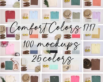 100 Komfortfarben Mockup Bundle | Flat Lay C1717 Mockups | CC1717 Gefaltetes T-Shirt Mockups | Komfortfarben Mockups | Flatlay Tshirt Mockups
