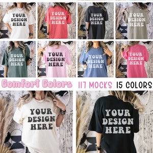 Boho Comfort Colors Mockup Bundle Front Back Mockup Trendy Mock Up Comfort Color 1717 Camiseta de gran tamaño Mockup Retro Vintage Witchy Halloween