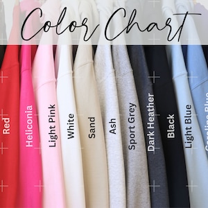 Carta de colores Gildan / Carta de colores Gildan 18000 y 18500 / Muestra de color 10 colores / Carta de colores 18000 Flat Lay / Sudaderas y sudaderas con capucha