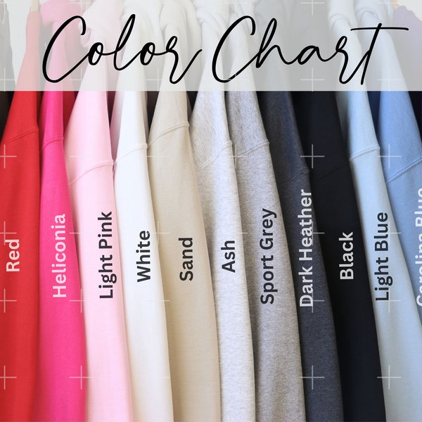 Gildan Color Chart | Gildan 18000 & 18500 Color Chart | Color Swatch 10 Colors | 18000 Flat Lay Color Chart | Sweatshirts and Hoodies