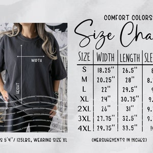 C1717 Size Chart, Comfort Colors 1717 Size Chart