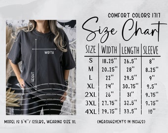 C1717 Size Chart, Comfort Colors 1717 Size Chart