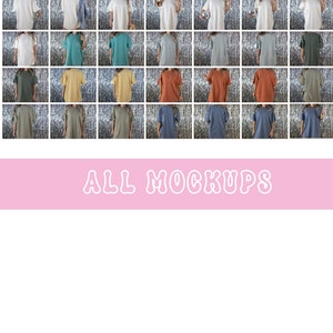 May include: A collection of 40 different t-shirt mockups in various colors, including white, light blue, gray, yellow, green, orange, and blue. The mockups are displayed on a silver background.