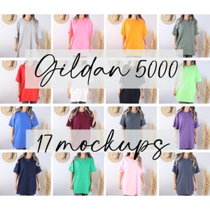 Gildan 5000 Mockup Bundle, Gildan 5000 Shirt Mockup, Model Mockup, 5000 Mockup Bundle, Trendy Mockup, Your Design Here, Womens Shirt Mockup
