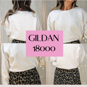 Front and Back Gildan 18000 Mockup Bundle, Gildan White Sweatshirt Mockup, Crewneck Model Oversized Mock Up Boho, Holiday Mockup, Trendy