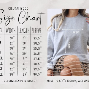 Gildan 18000 Size Chart, Sweatshirt Size Chart, G180 Size Chart, G18000 Size Chart, Crewneck Size Chart