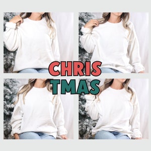 Christmas Mockup Bundle, White Sweatshirt Mock Up Bundle, Gildan 18000 Mockup Bundle, White Crewneck Mock Up, Holiday Mockup, Christmas Tree